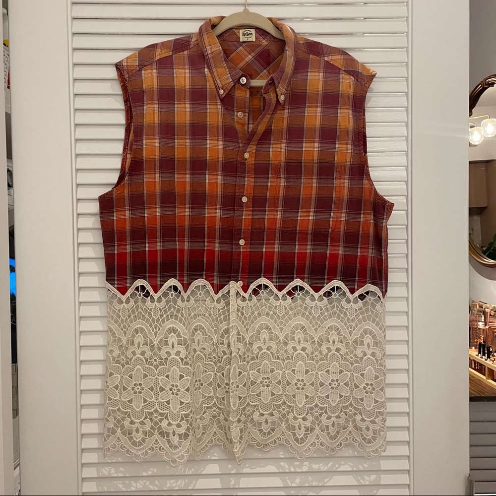 ReLove Sleeveless Flannel w/ Lace Detail